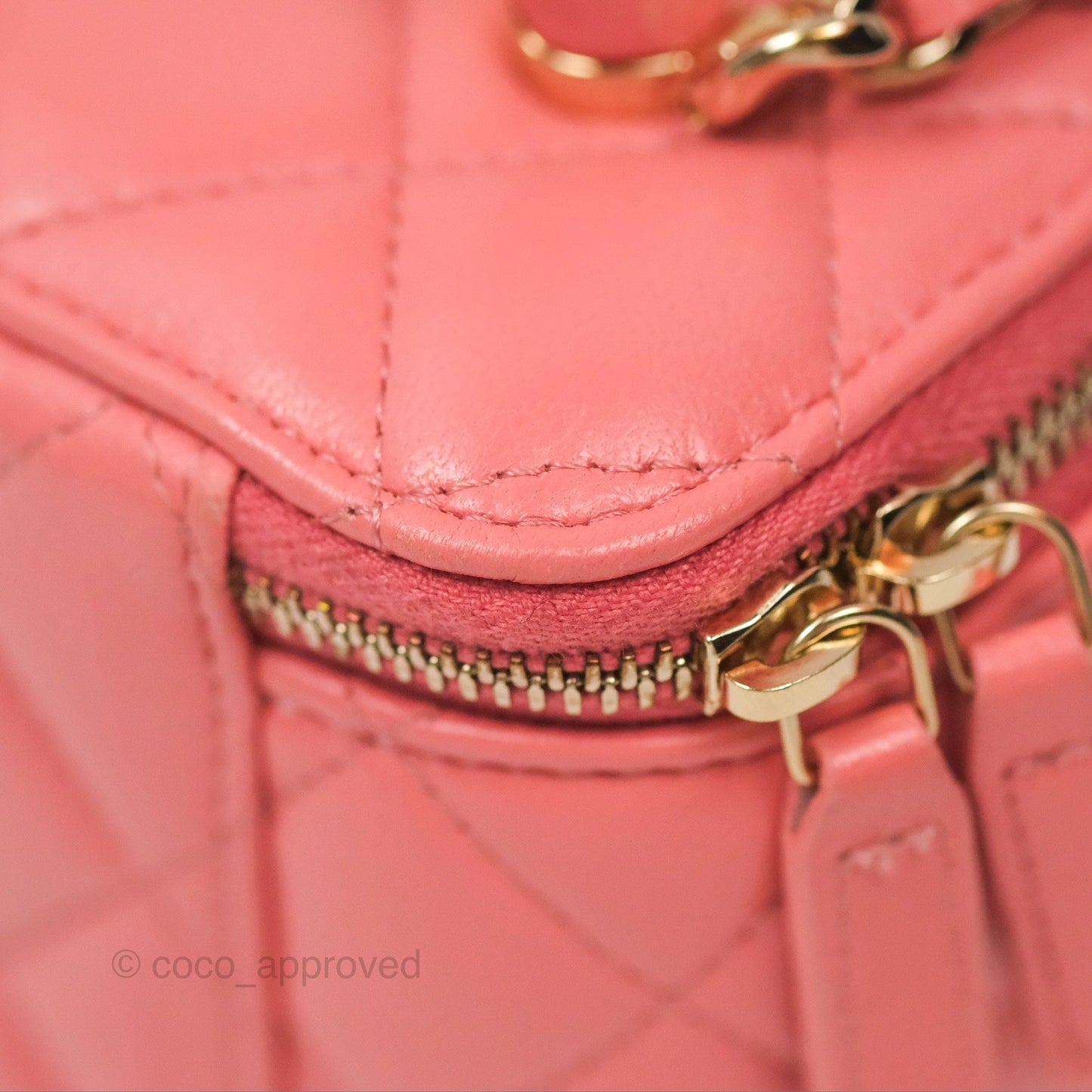 Chanel Vanity Rectangular Top Handle Pink Lambskin Gold Hardware