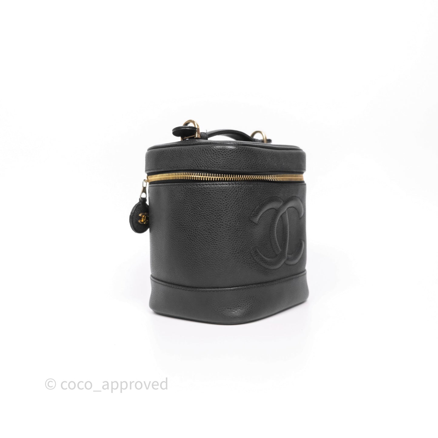 Chanel Vintage Vanity Case Black Caviar Gold Hardware