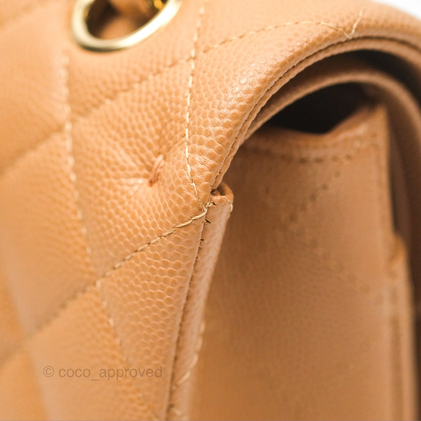 Chanel Classic M/L Medium Flap Quilted Beige Caviar Gold Hardware 23P