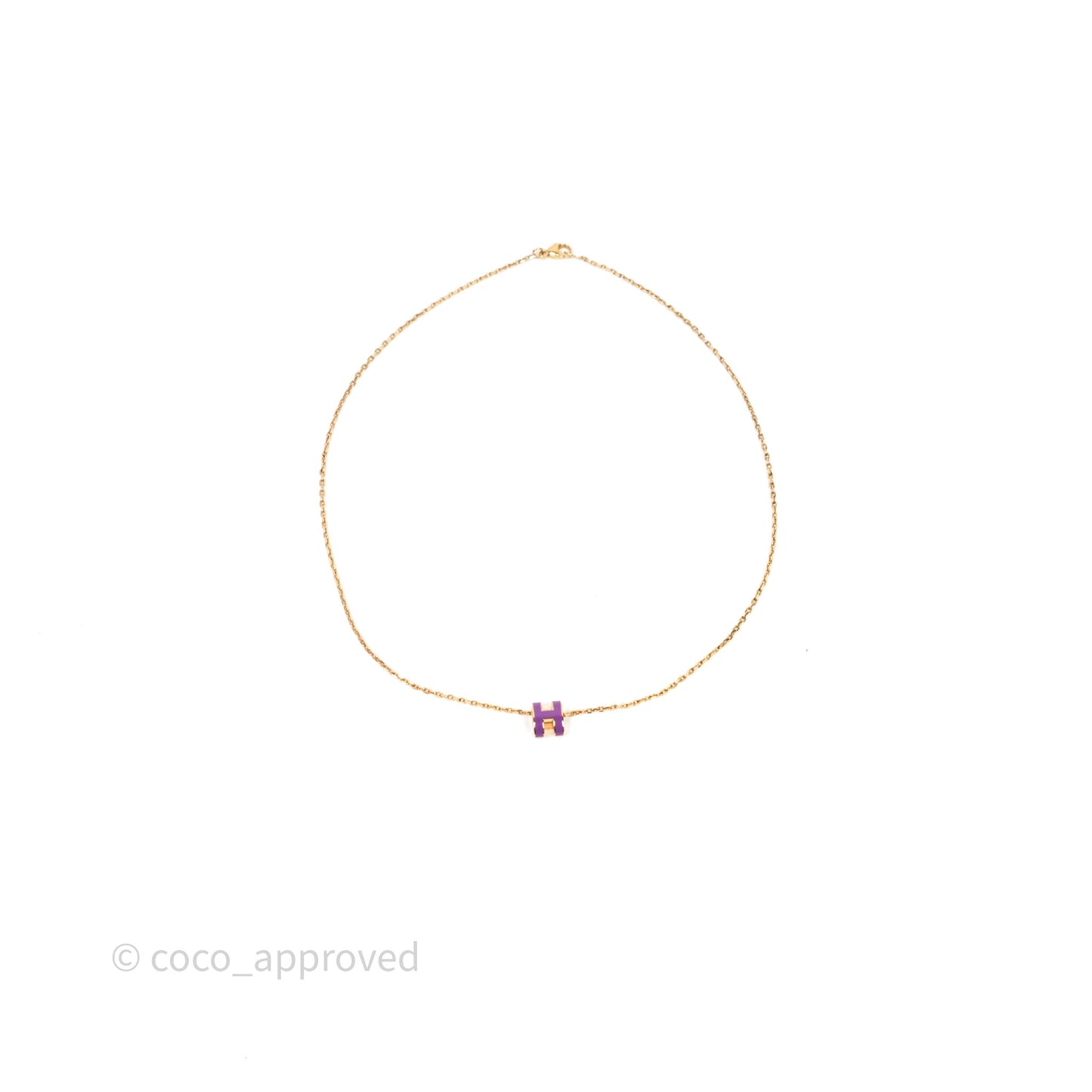 Hermès Mini Pop H Pendant Necklace Purple Gold Hardware