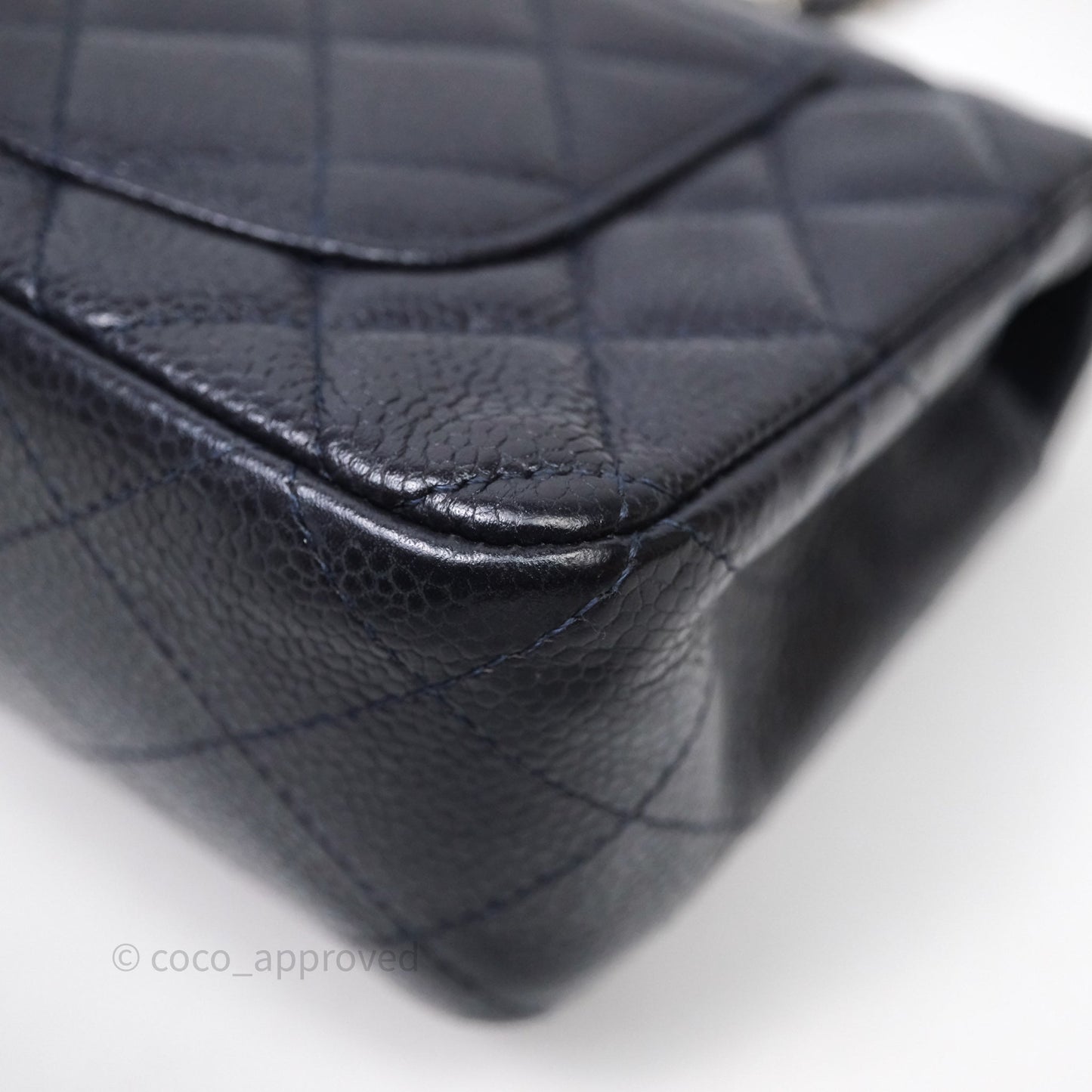 Chanel Mini Rectangular Quilted Dark Navy Caviar Silver Hardware