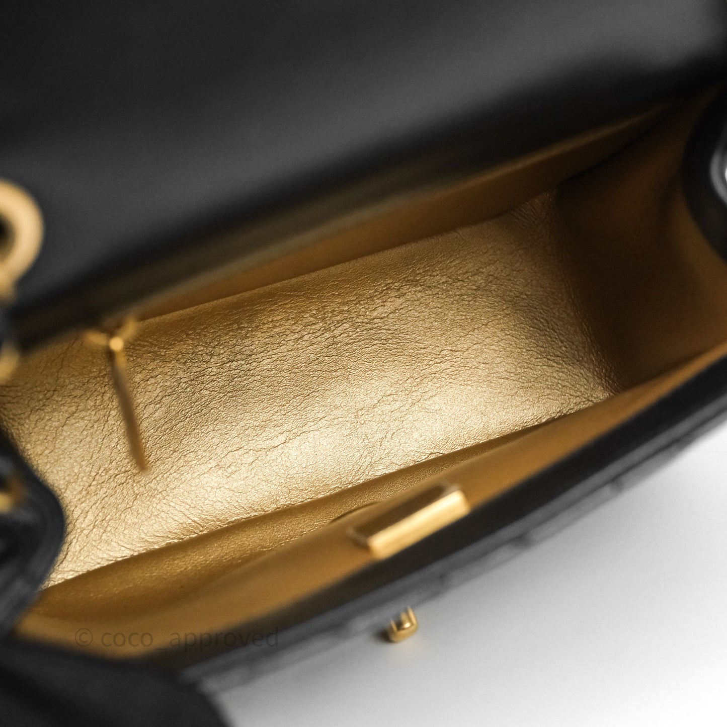 Chanel Pearl Crush Mini Square Quilted Black Lambskin Aged Gold Hardware