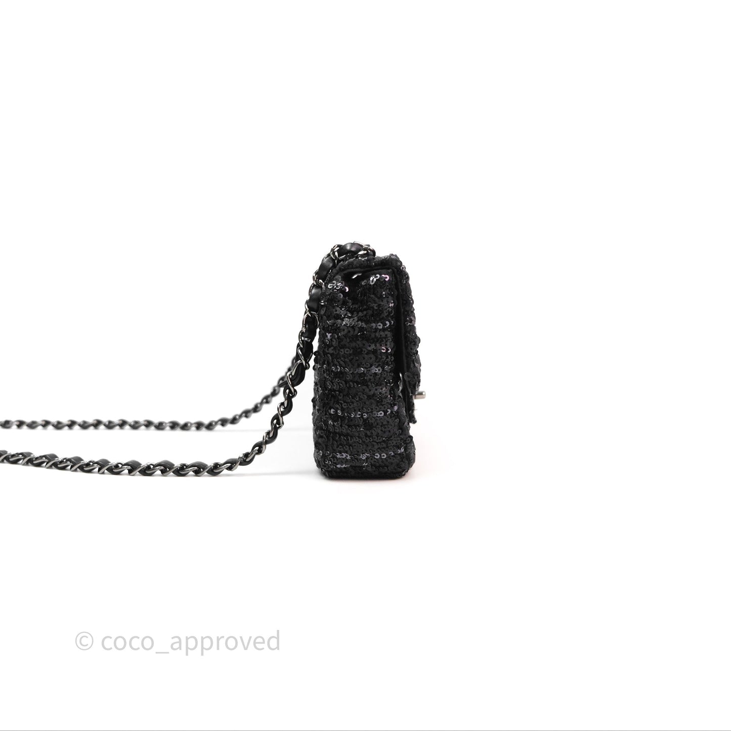 Chanel Mini Flap Bag Sequin Black/ Navy Gun Metal Hardware