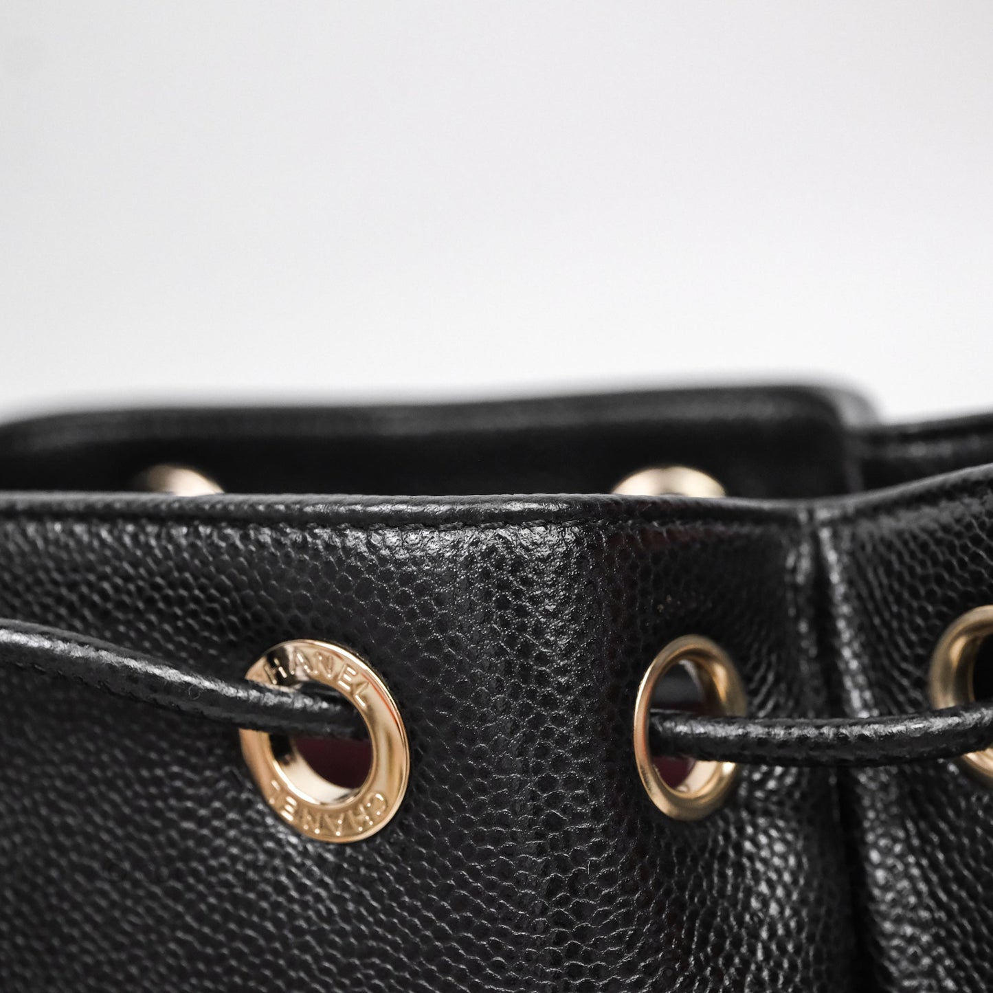 Chanel Business Affinity Drawstring Bucket Bag Black Caviar Gold Hardware