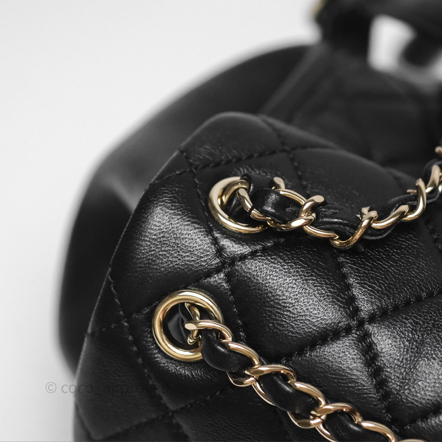 Chanel Small Duma Drawstring Backpack Black Lambskin Gold Hardware