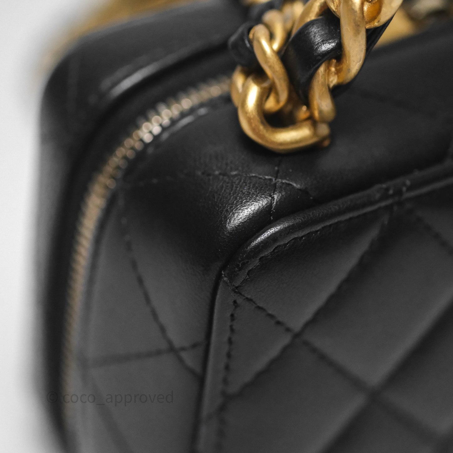 Chanel Top Handle Vanity Case Black Lambskin Aged Gold Hardware 22A