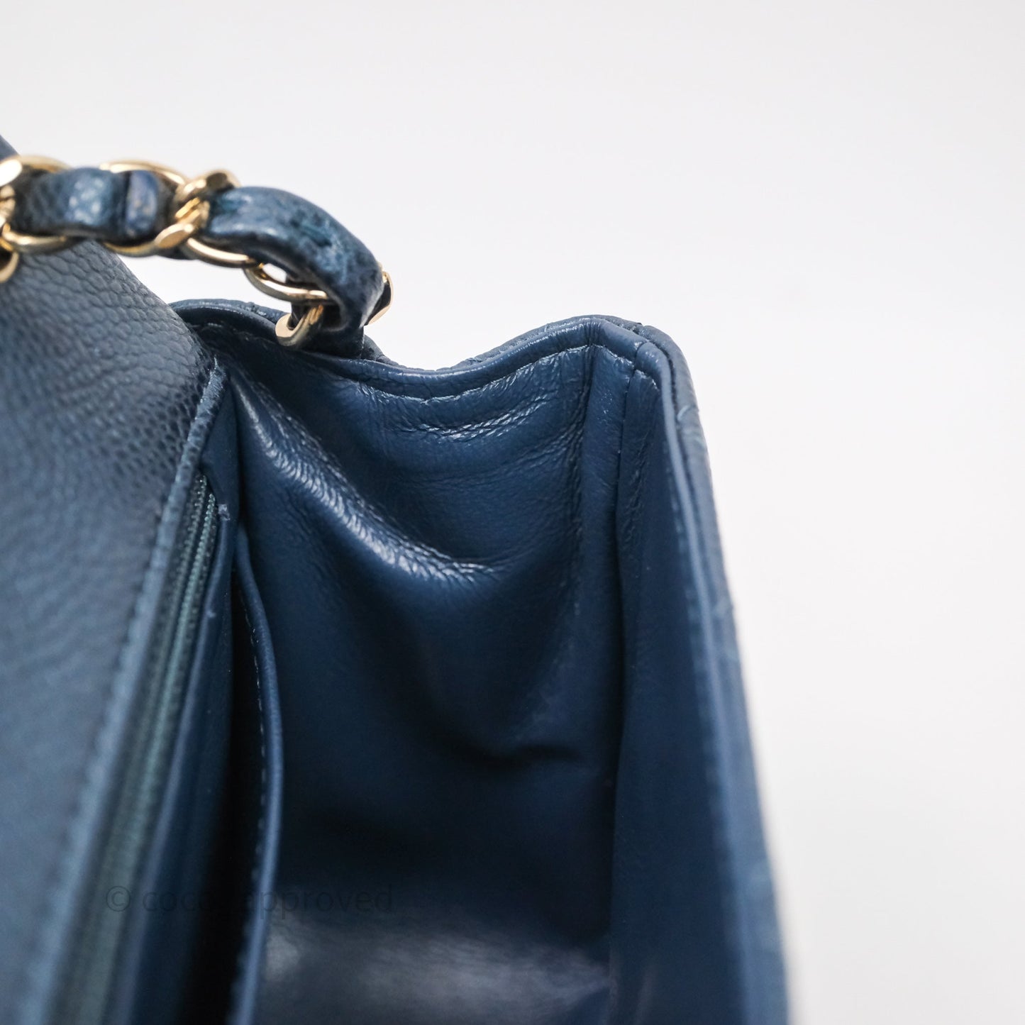 Chanel Quilted Mini Square Iridescent Navy Caviar Gold Hardware