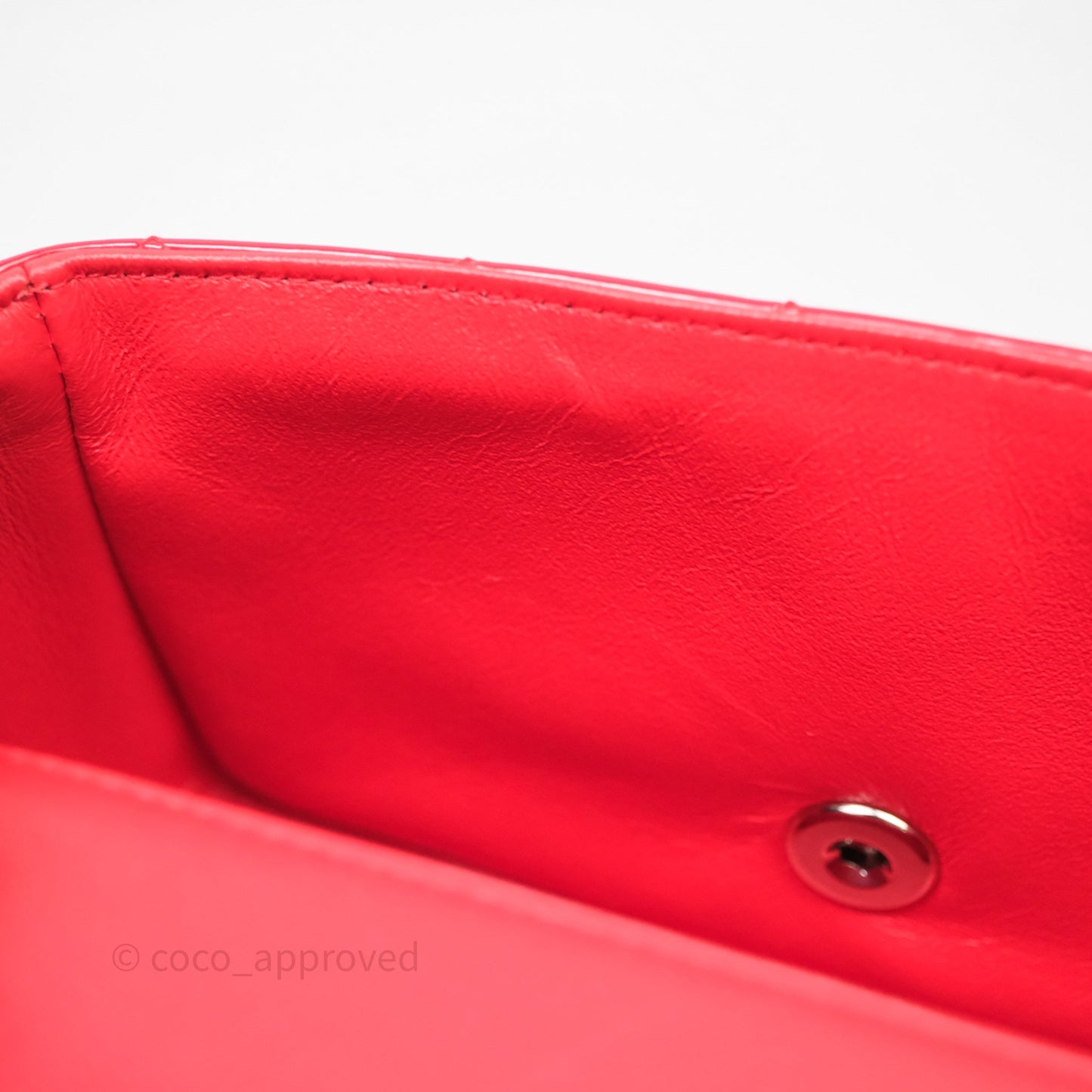 Chanel Mini Rectangular Quilted Red Patent Silver Hardware