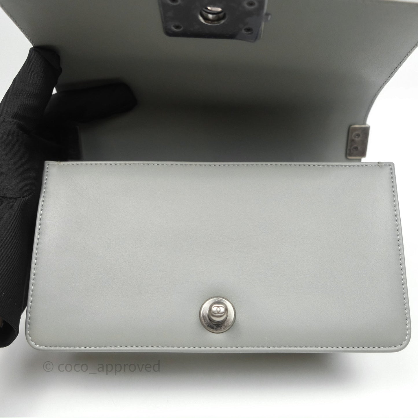 Chanel Small Boy Quilted Bag Grey Lizard Calfskin Ruthenium Hardware