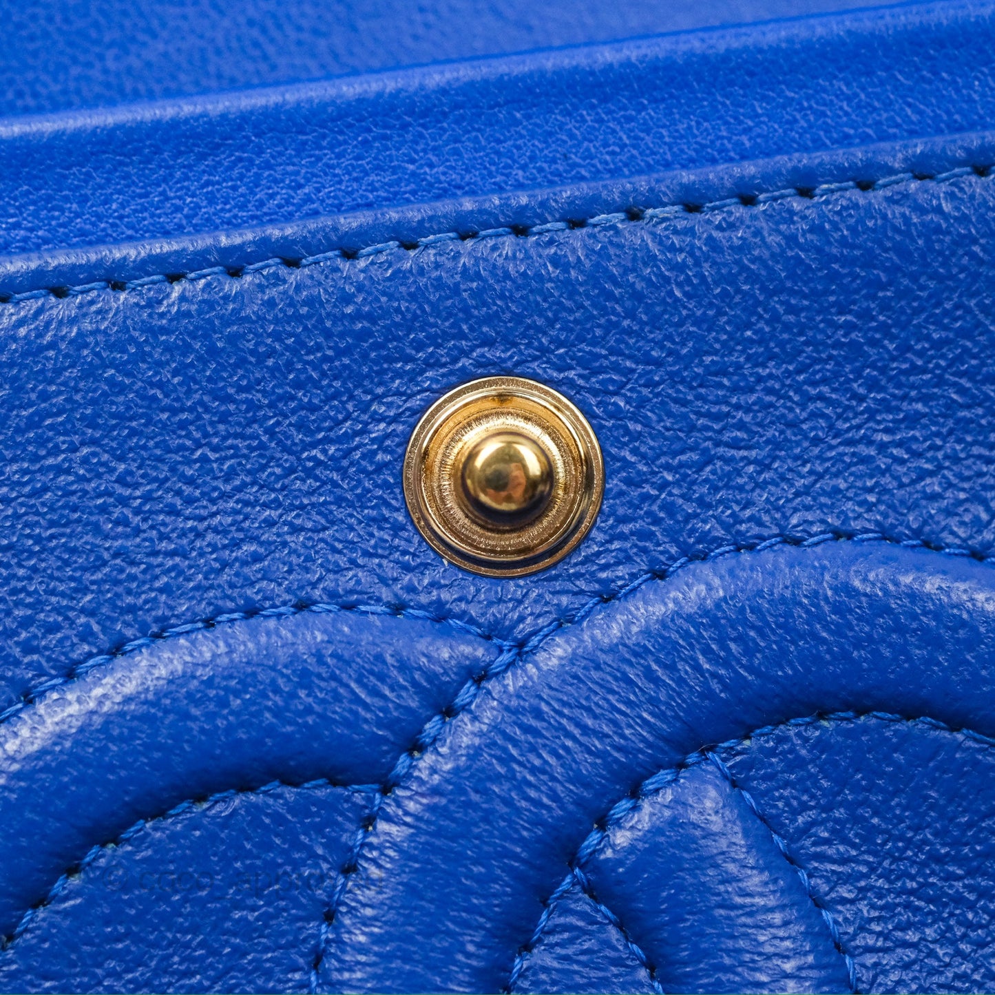 Chanel Medium Classic Flap Chevron Blue Lambskin Gold Hardware
