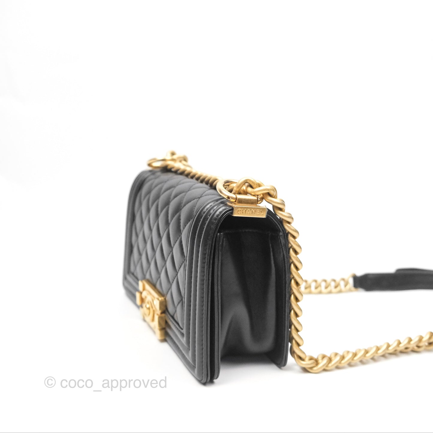 Chanel Small Boy Quilted Black Calfskin Gold Hardware