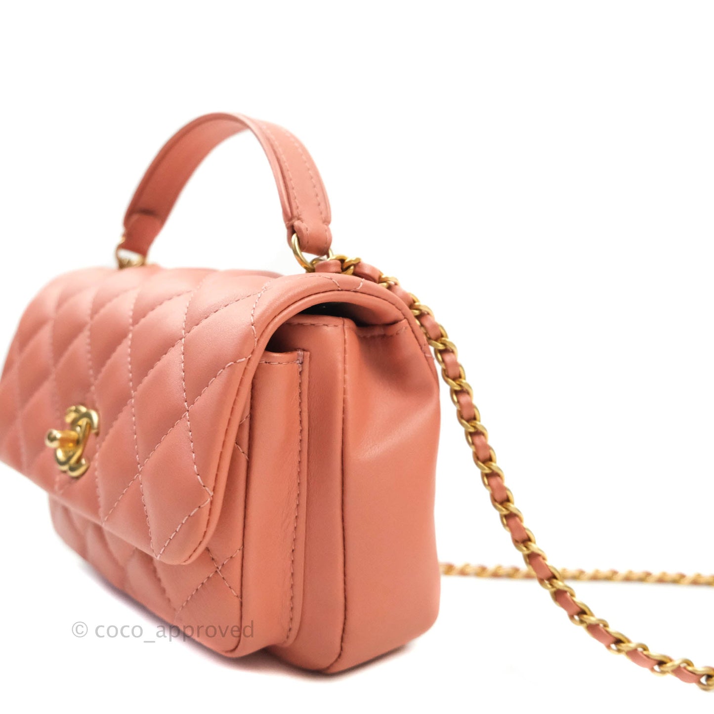Chanel Day Trip Quilted Small Lambskin Pink Aged Gold Hardware