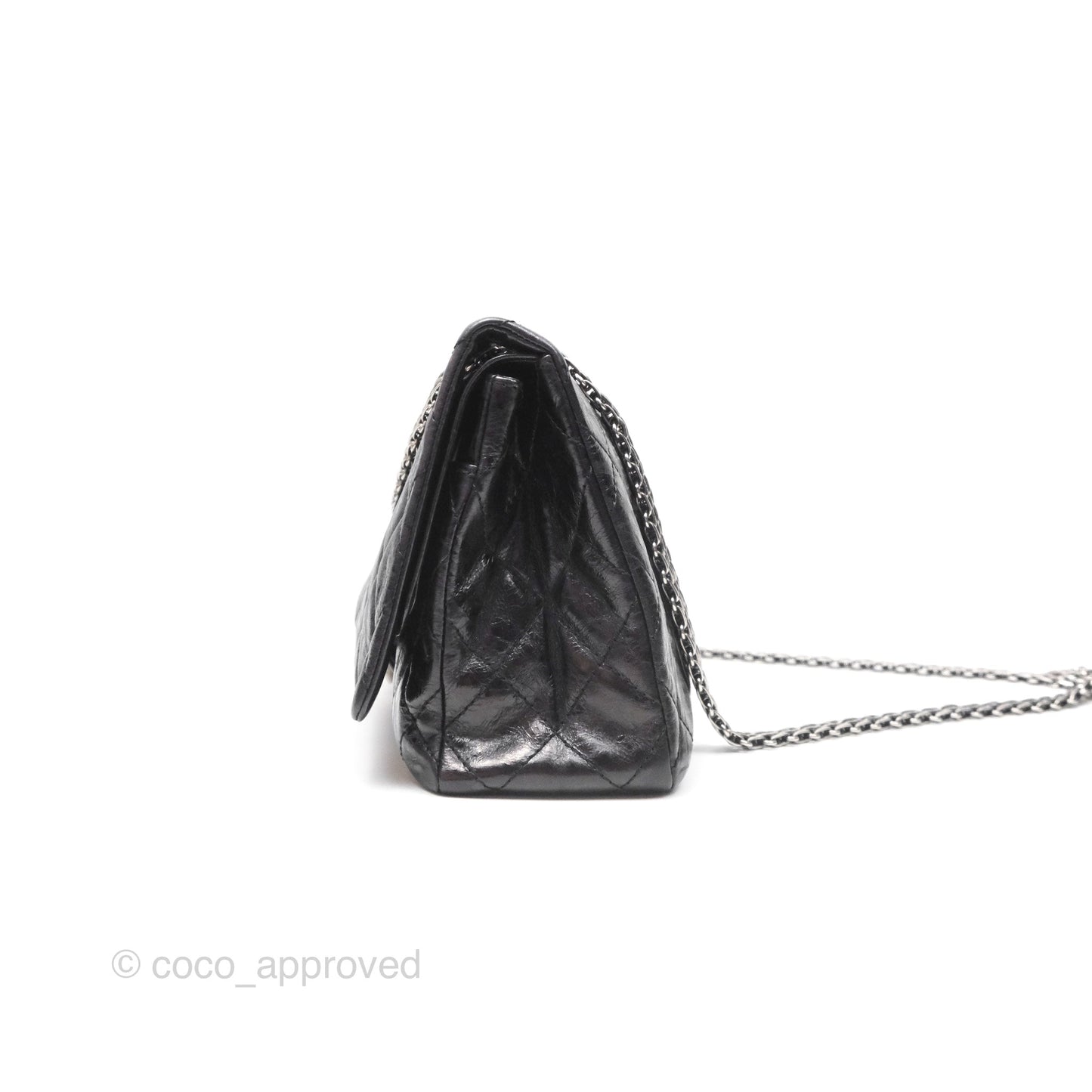 Chanel 228 Reissue Flap Quilted Black Crumpled Calfskin Ruthenium Hardware