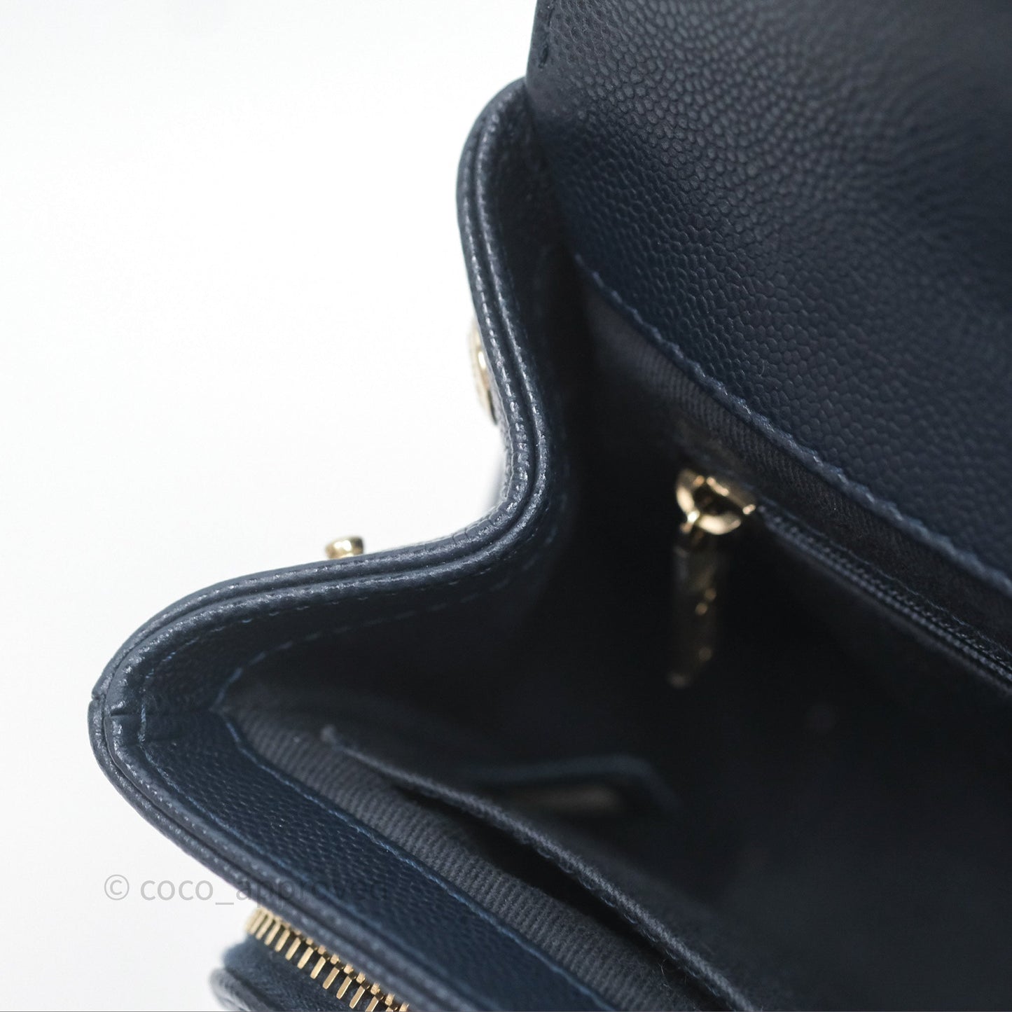 Chanel Quilted Small Business Affinity Flap Navy Caviar Gold Hardware