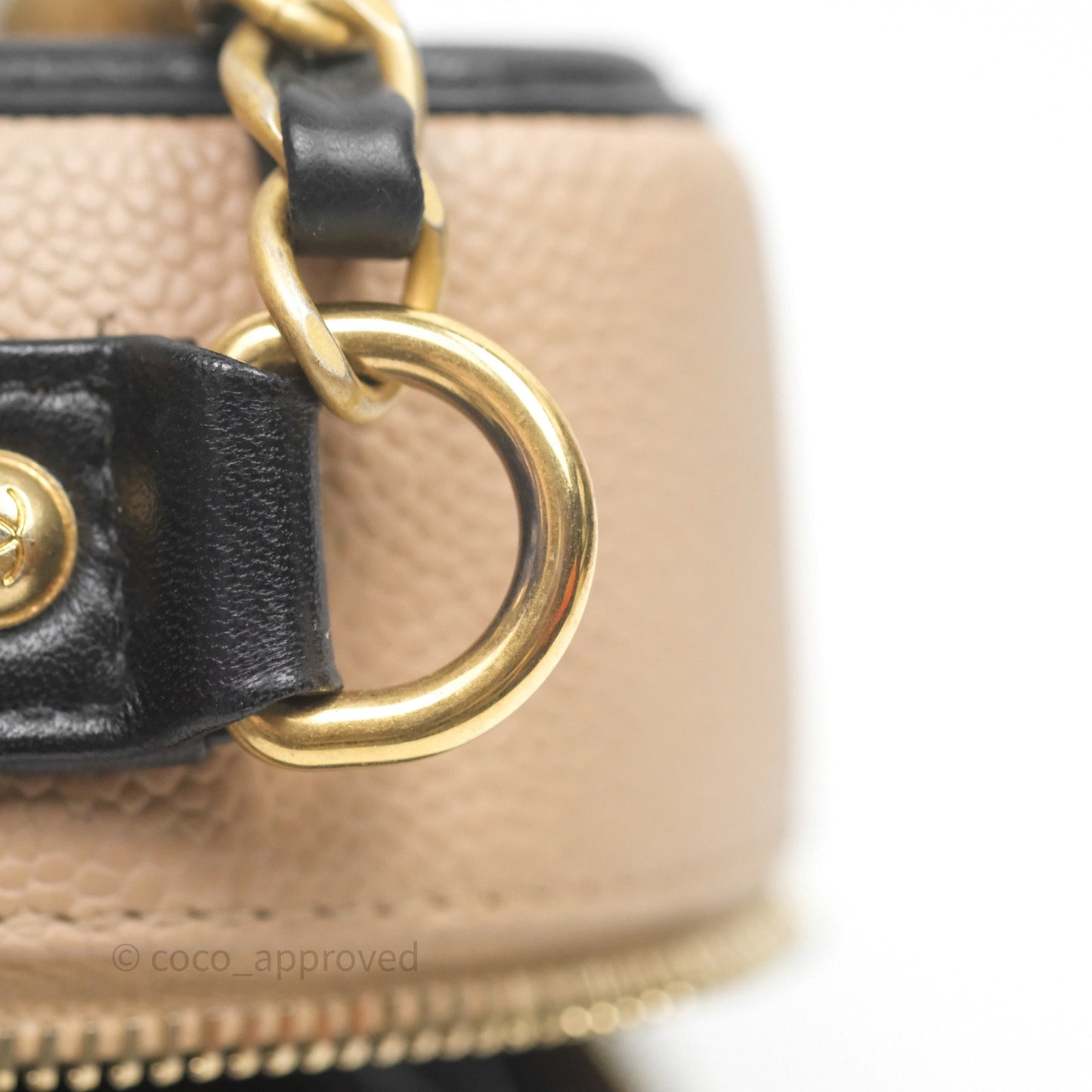 Chanel Medium CC Filigree Vanity Case Quilted Beige Black Caviar