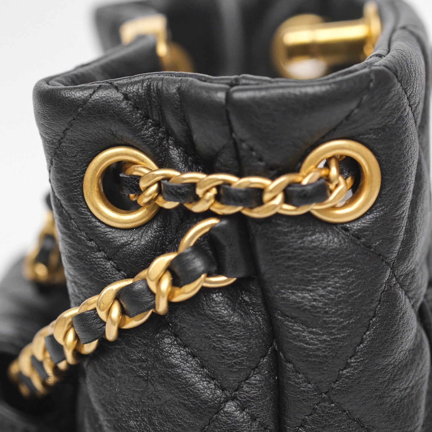 Chanel Mini Backpack Black Crumpled Calfskin Aged Gold Hardware 23A