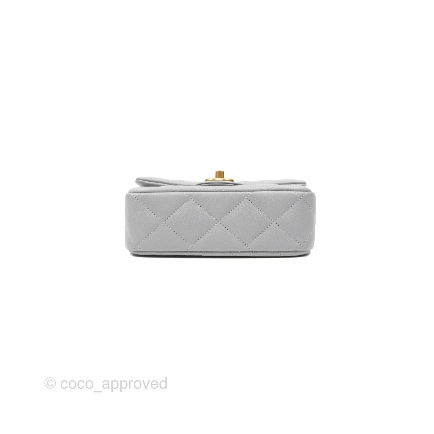 Chanel Mini Flap Bag Heart Adjustable Chain Grey Caviar Aged Gold Hardware