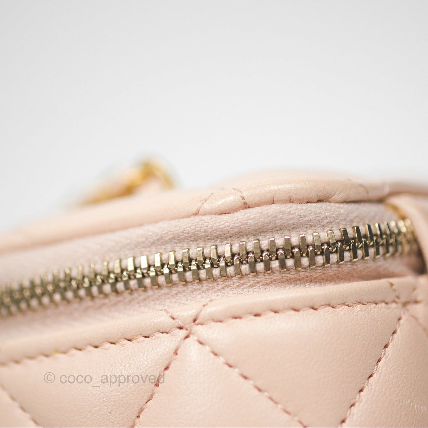 Chanel Classic Mini Pearl Crush Vanity With Chain Light Pink Lambskin Aged Gold Hardware