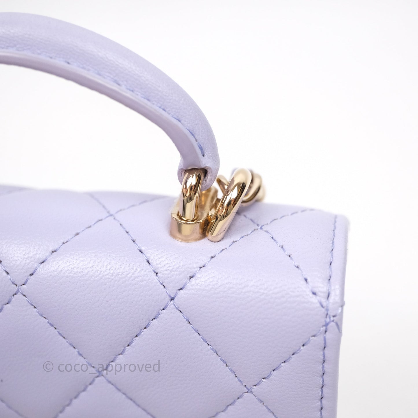 Chanel Mini Handle Flap Coin Purse With Chain Lilac Lambskin Gold Hardware