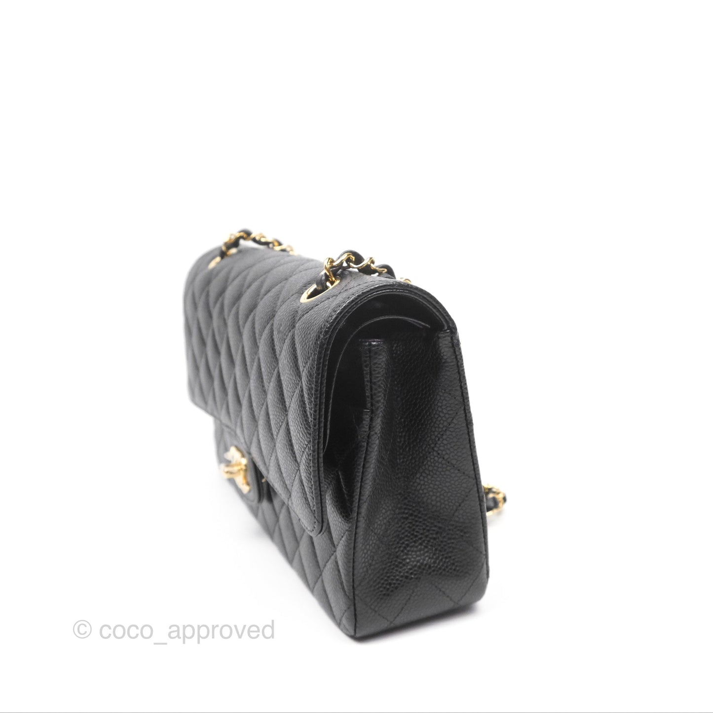 Chanel Classic M/L Medium Flap Quilted Black Caviar Gold Hardware