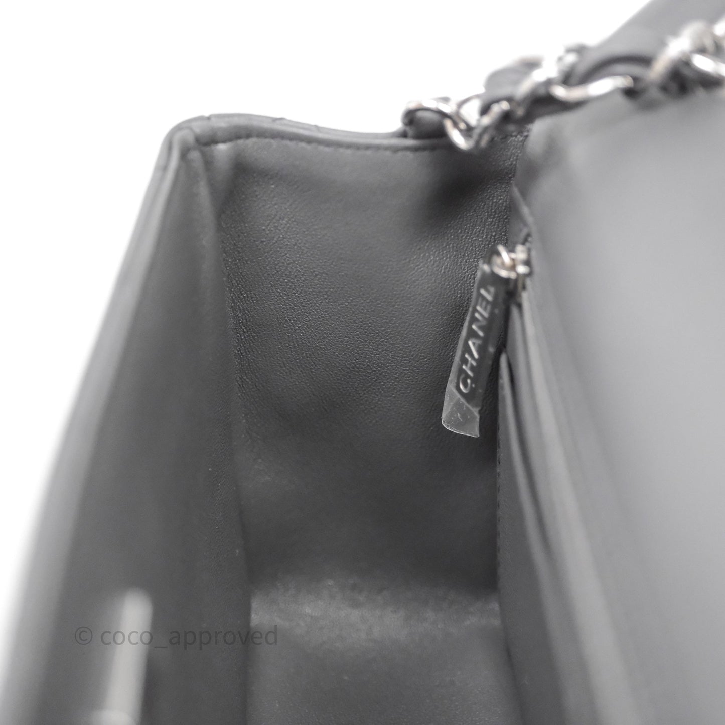 Chanel Quilted Mini Rectangular Dark Grey Lambskin Silver Hardware