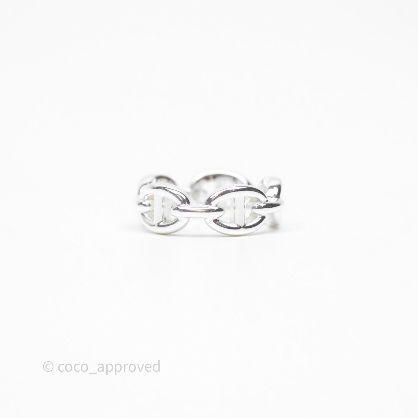 Hermès Sterling Silver PM Chaine d'Ancre Enchainee Band Ring Size 51