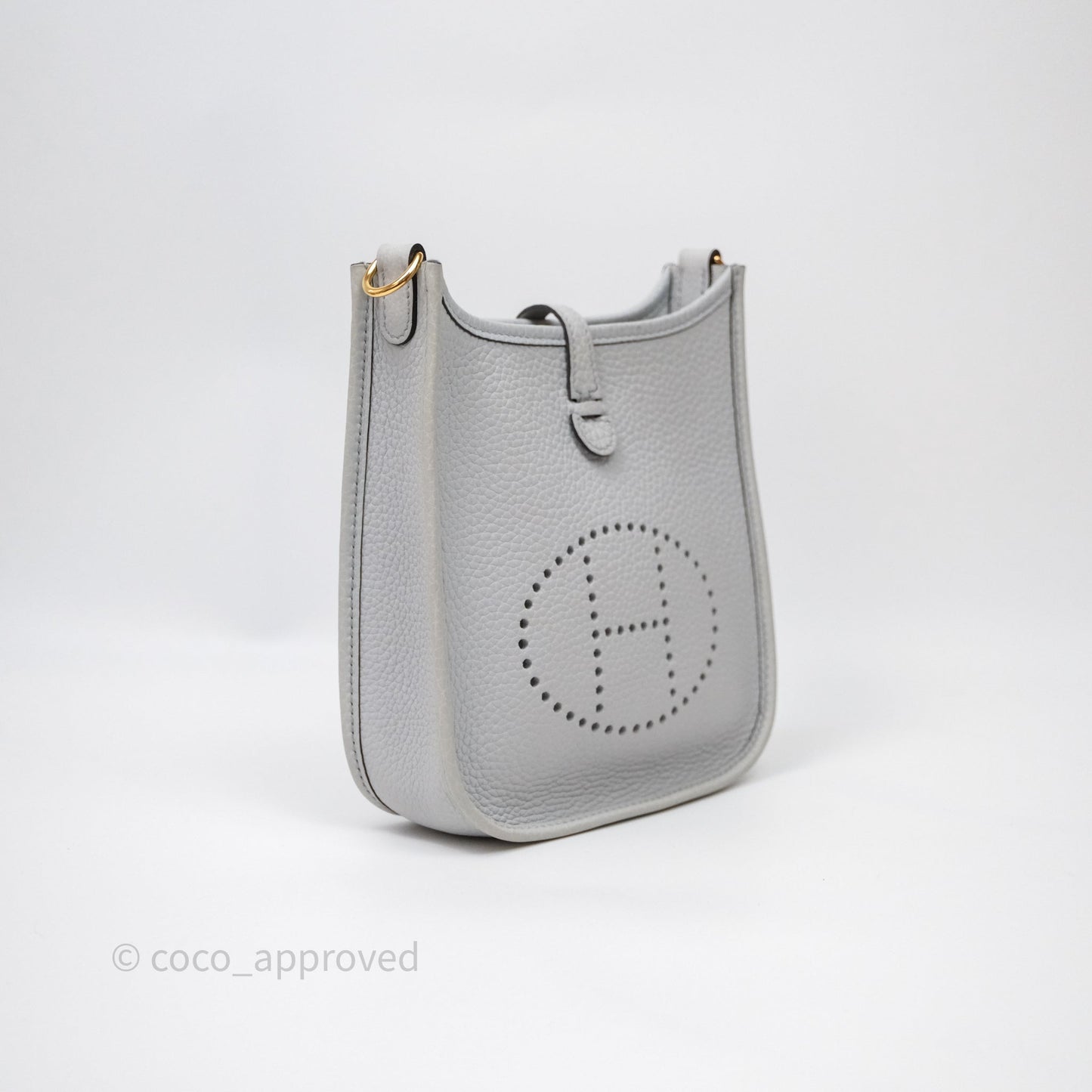 Hermès Mini Evelyne 16  Bleu Pale 08 Clemence Gold Hardware