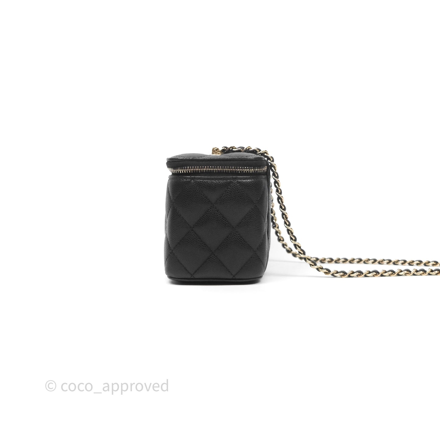 Chanel Vanity Rectangular With Chain Black Caviar Gold Hardware