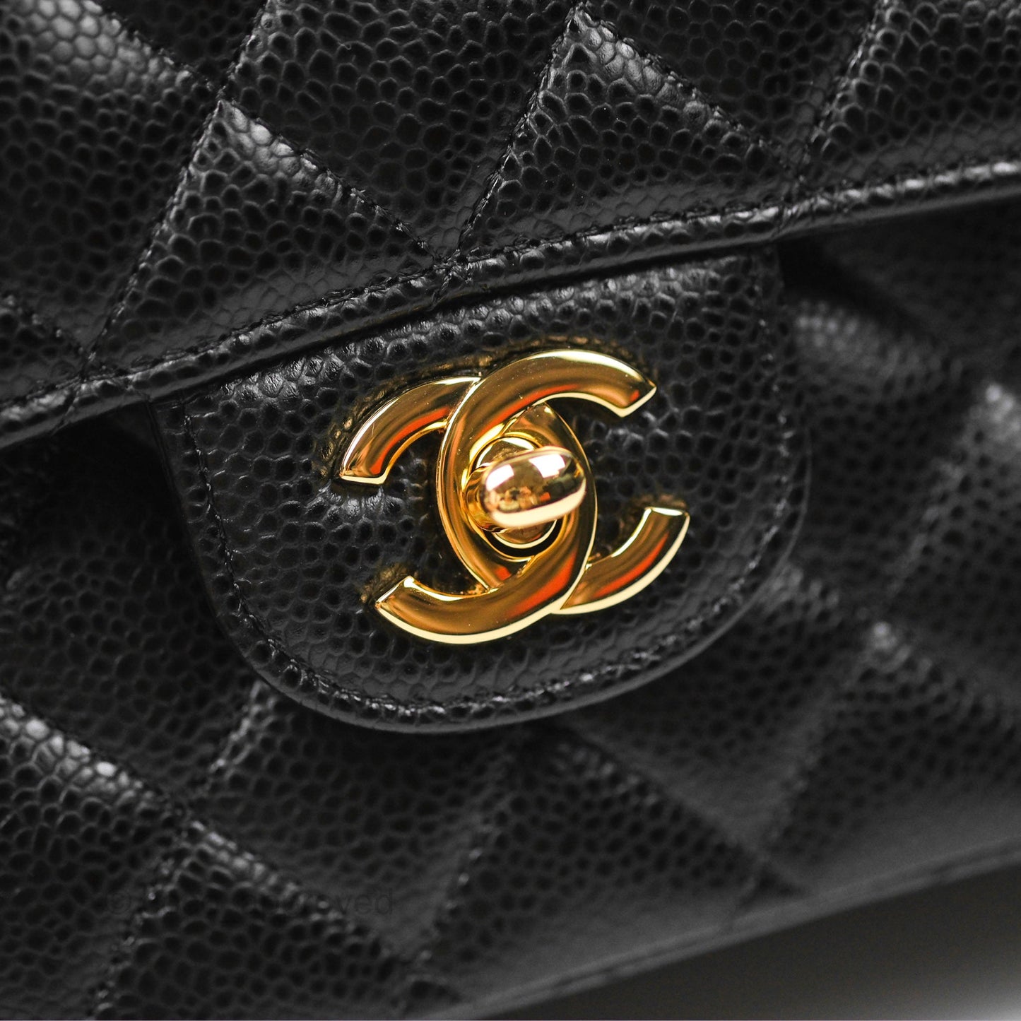 Chanel Classic M/L Medium Flap Quilted Black Caviar Gold Hardware