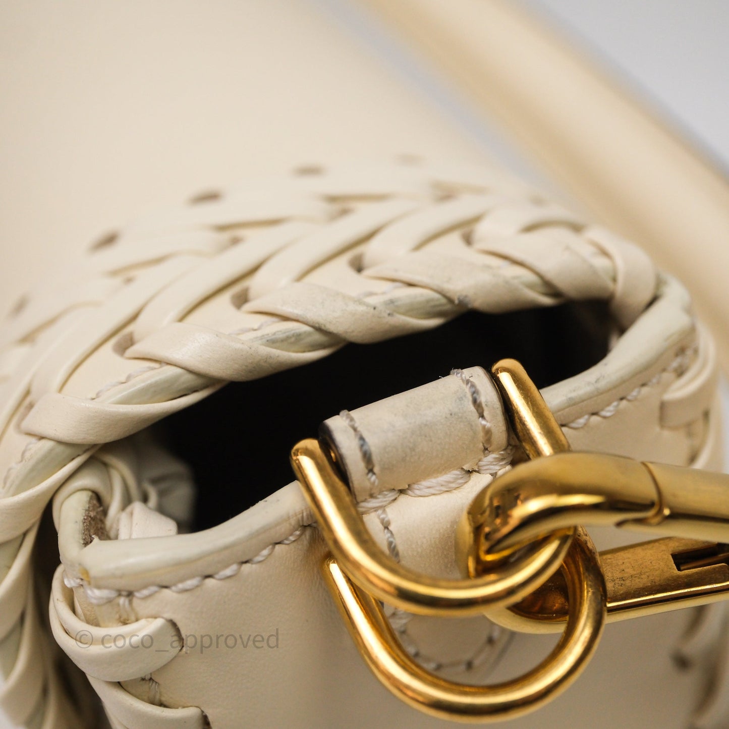 Fendi Braided Leather Baguette Bag Ivory Gold Hardware