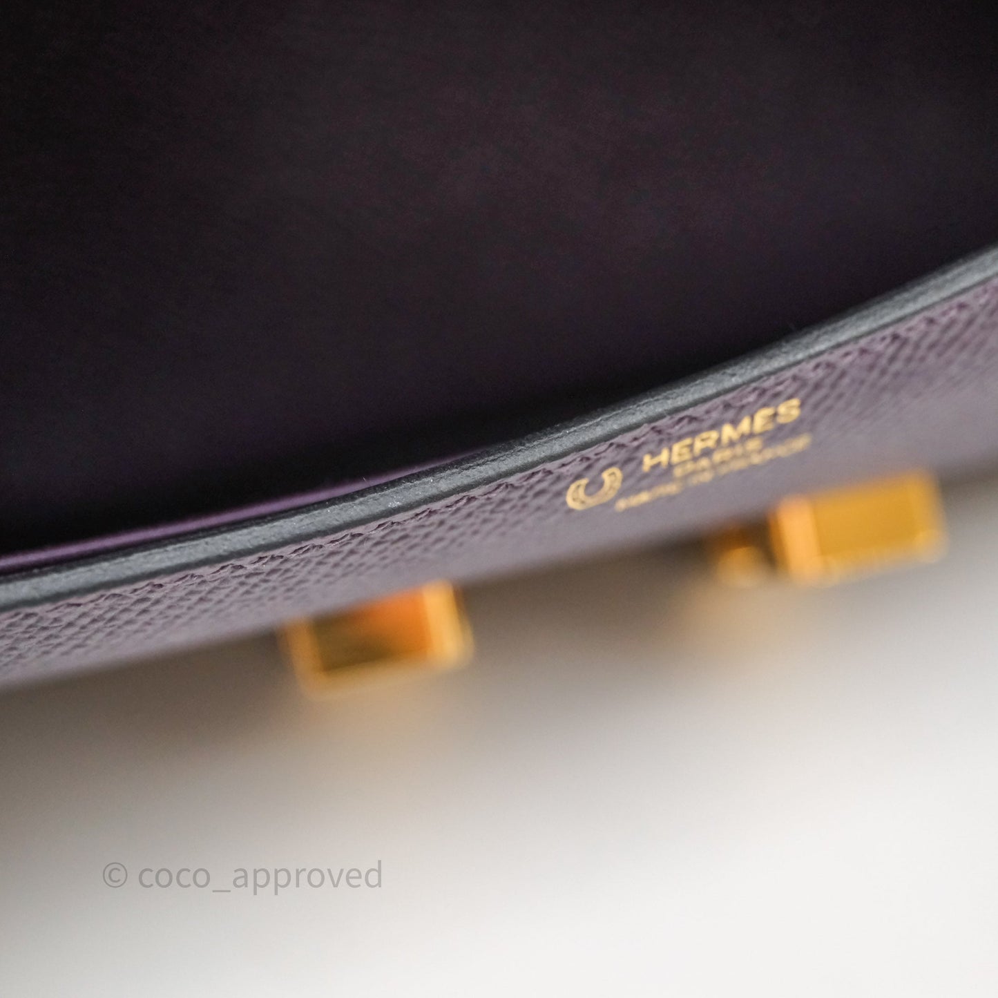 Hermès Constance Elan Raisin 59 Epsom Gold Hardware