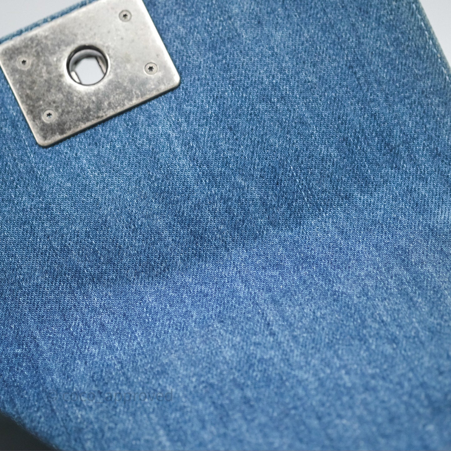 Chanel Small Boy Blue Denim Tweed Ruthenium Hardware