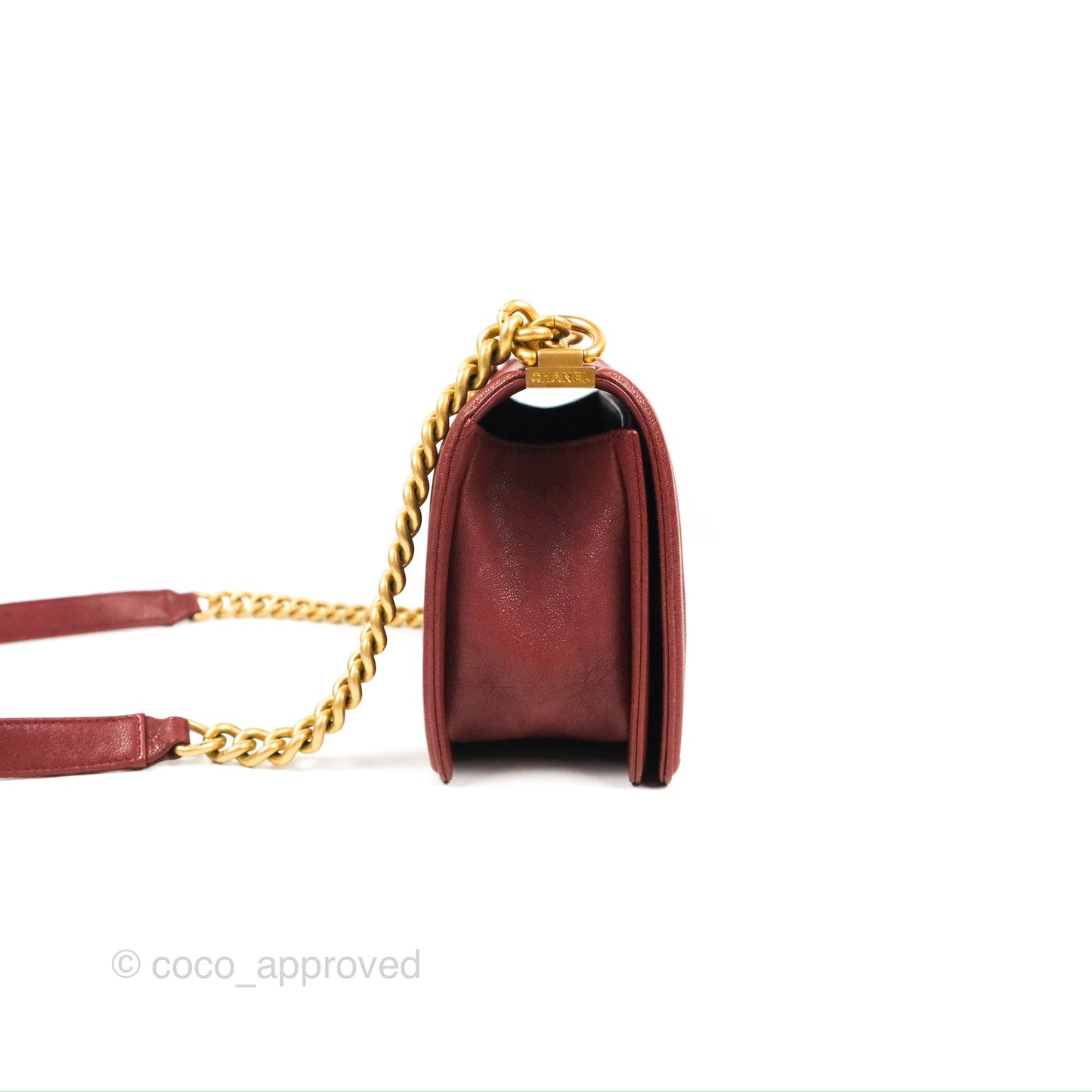 Chanel Quilted Medium Boy Burgundy Caviar Aged Gold Hardware