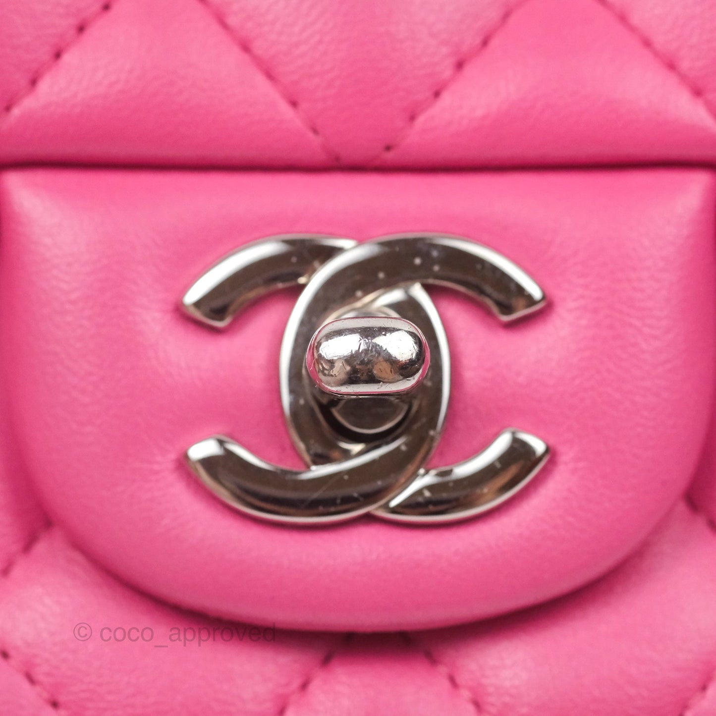 Chanel Quilted Mini Rectangular Flap Pink Lambskin Silver Hardware