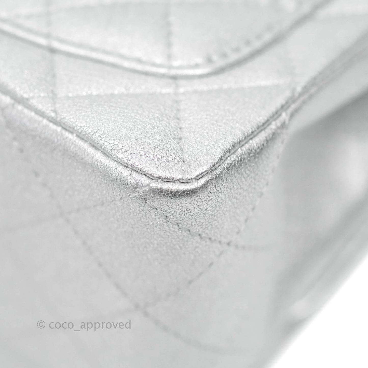 Chanel Classic Quilted Mini Square Flap Silver Lambskin Silver Hardware