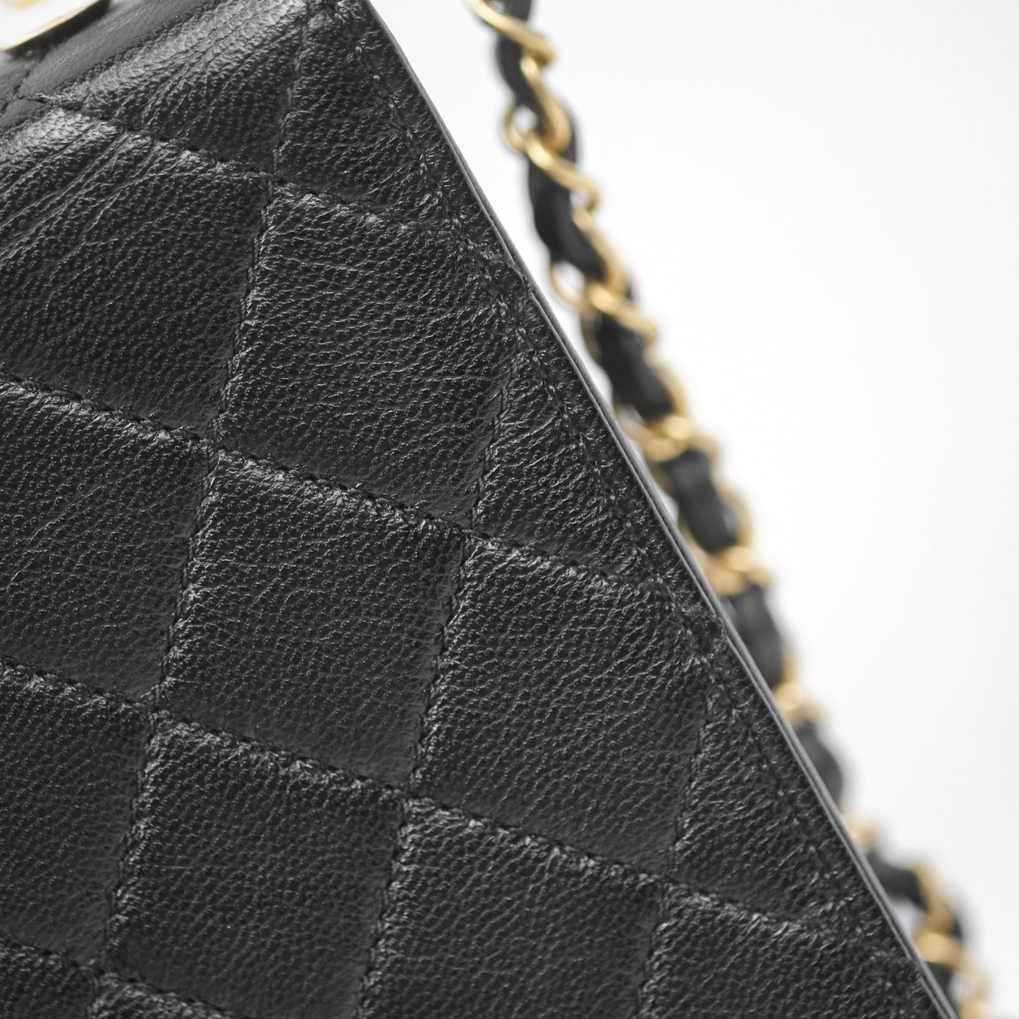 Chanel Quilted Chic Logo Pearls Flap Black Goatskin Aged Gold Hardware