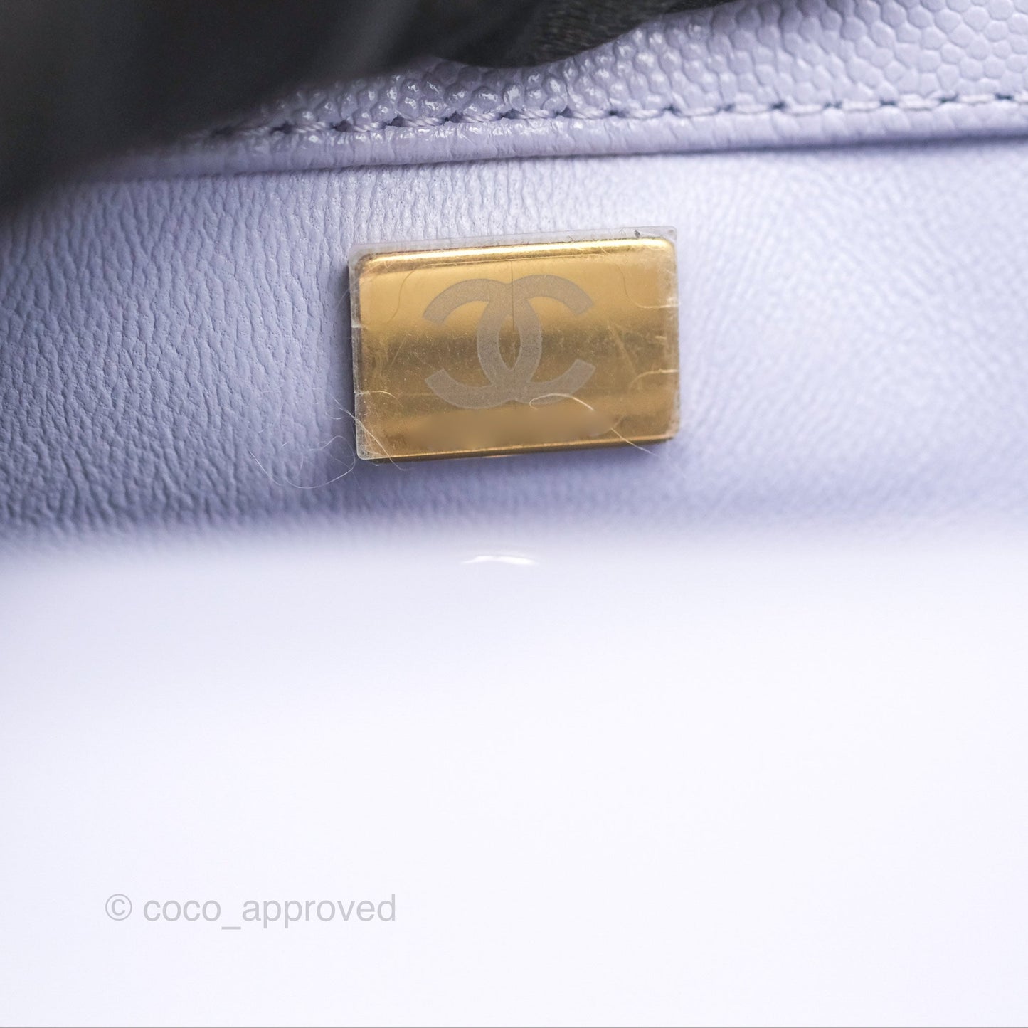 Chanel Small Coco Handle Quilted Lilac Caviar Gold Hardware