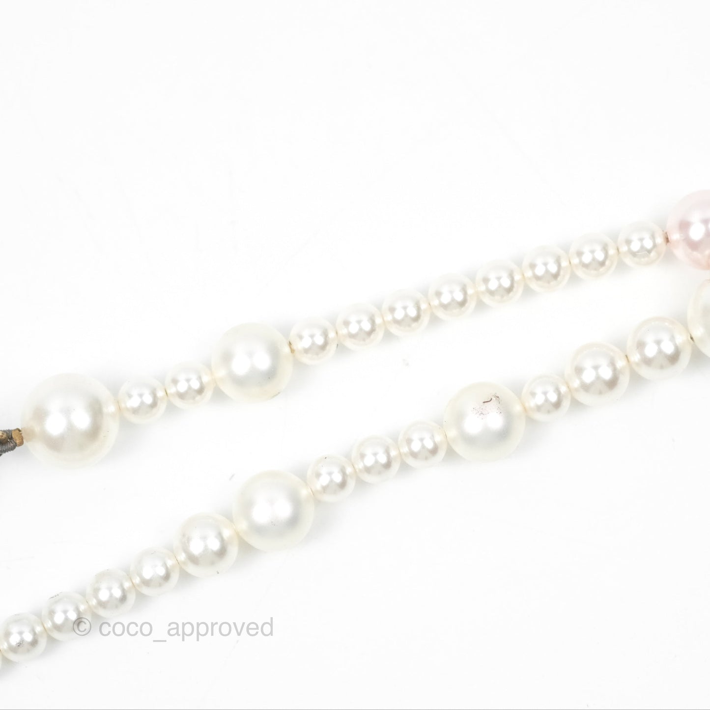 Chanel CC Pearl Double Necklace Gold Tone 17K