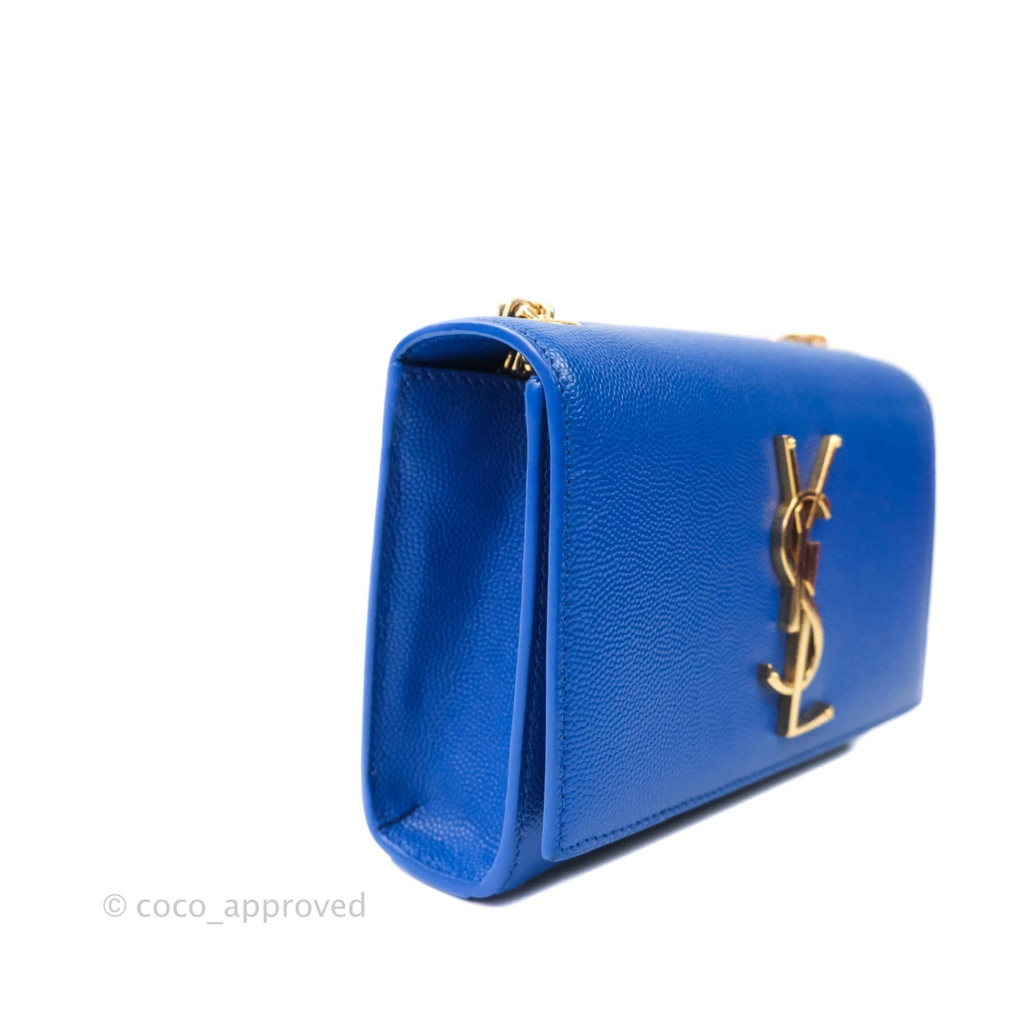 Saint Laurent Classic Kate Original Small Blue Grained Calfskin Gold Hardware