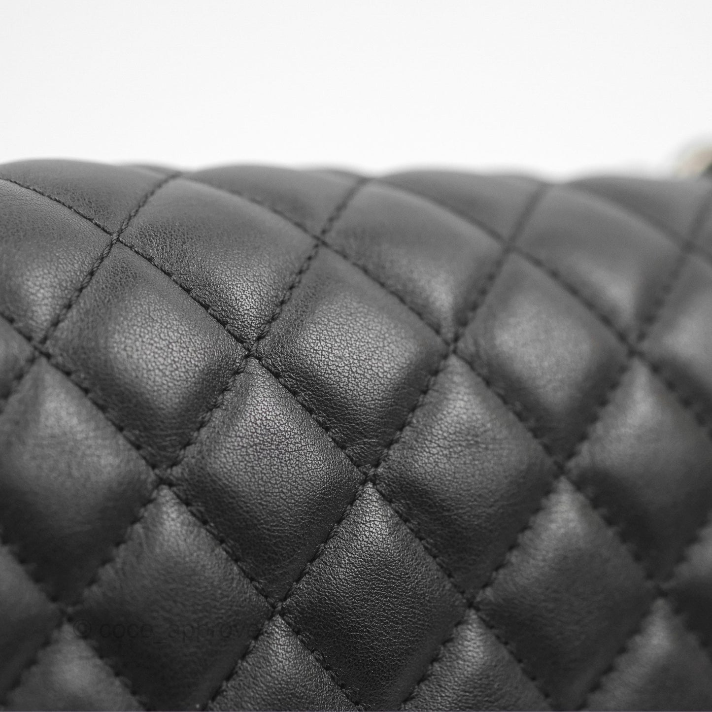Chanel Quilted New Medium Boy Black Lambskin Ruthenium Hardware