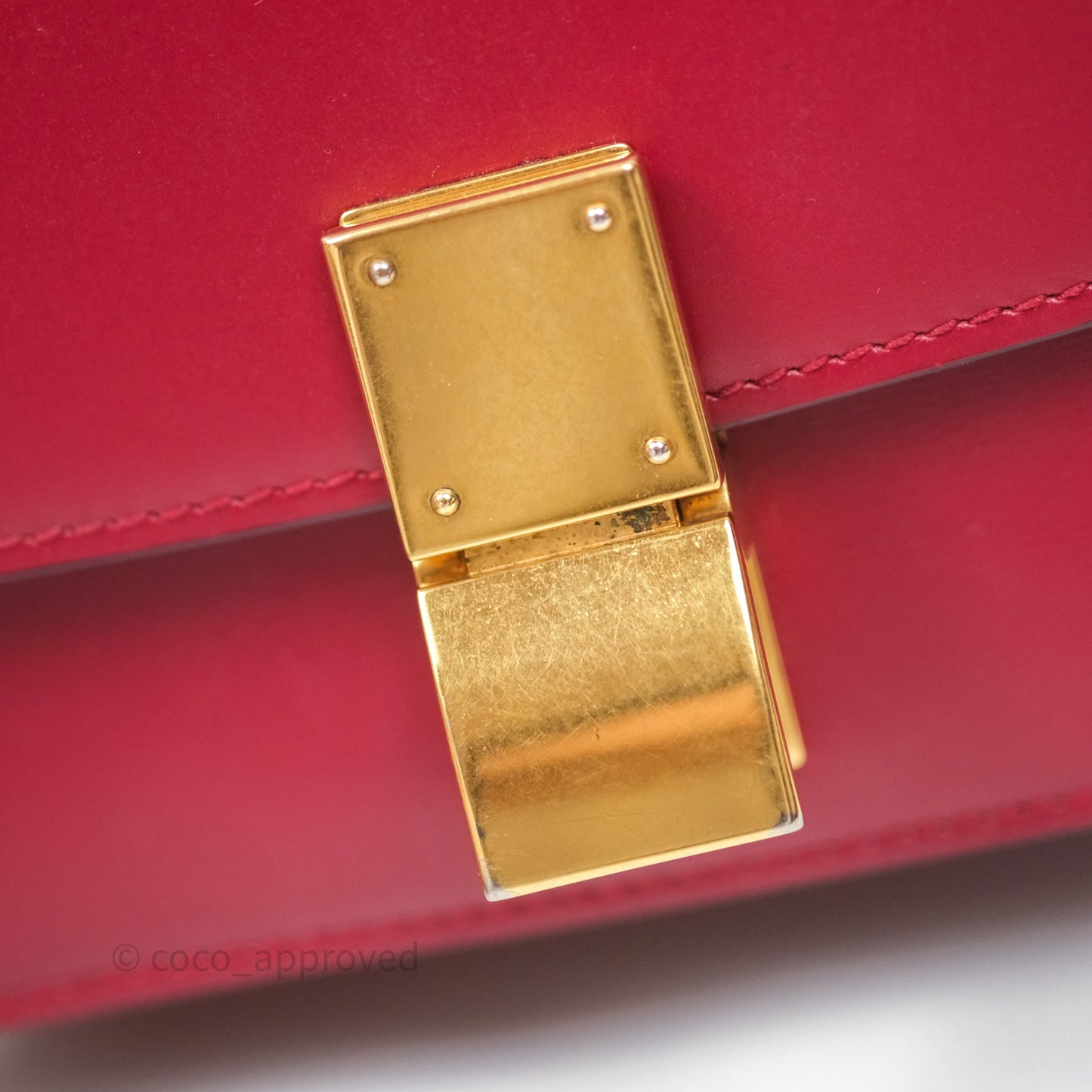 Celine Small Classic Box Flap Red Calfskin