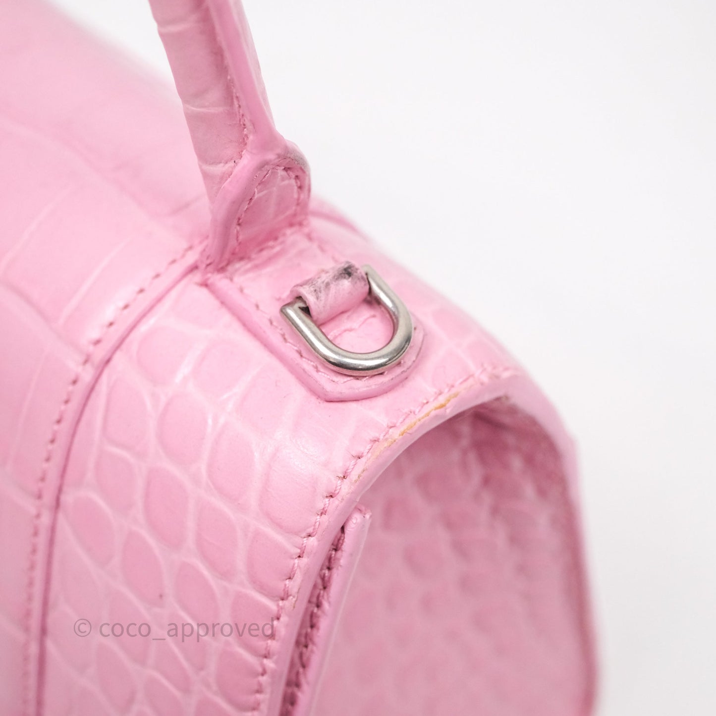 Balenciaga Small Hourglass Embossed Bag Pink