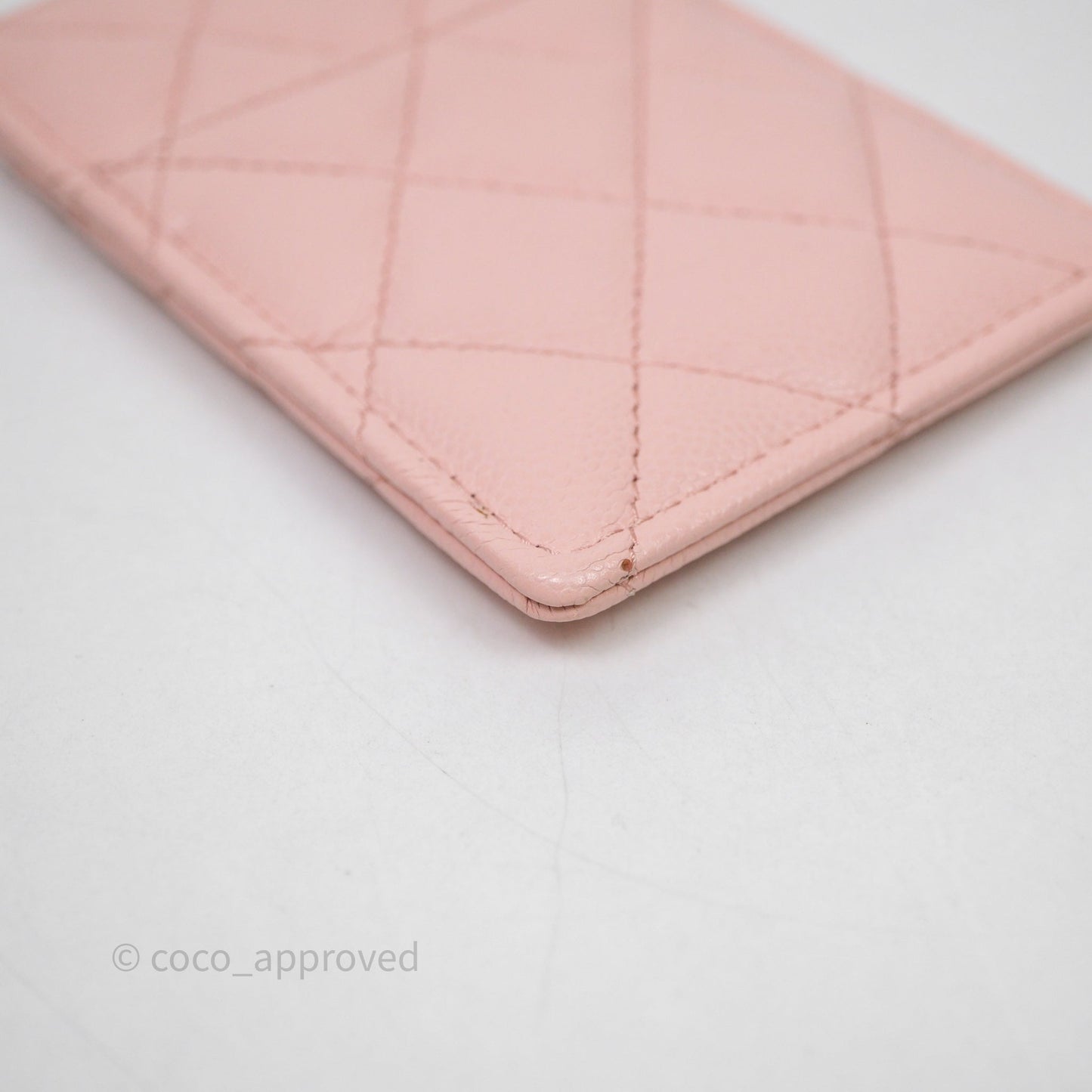 Chanel Quilted Card Holder Caviar Pink Gold Hardware