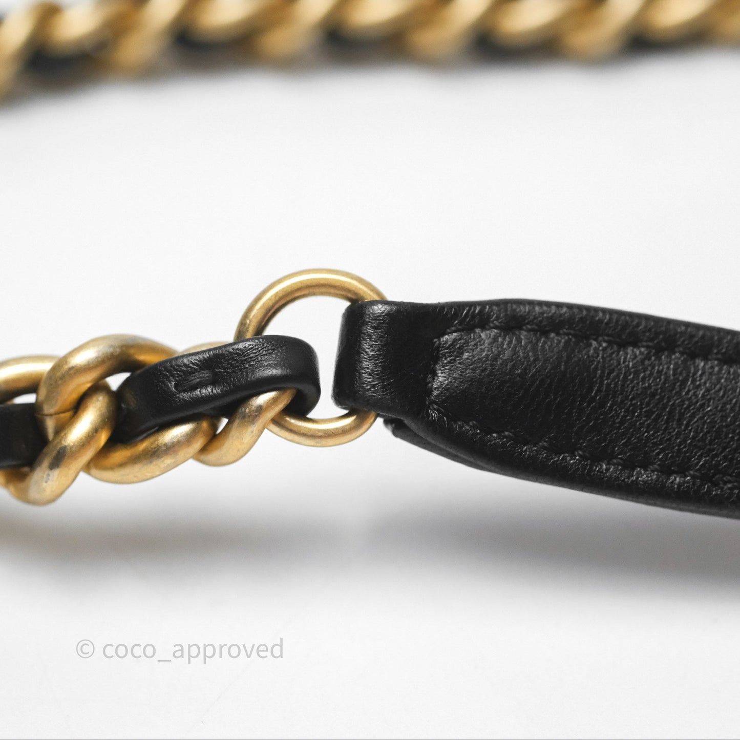 Chanel Logo Mini Square Flap Bag Black Lambskin Aged Gold Hardware 21B