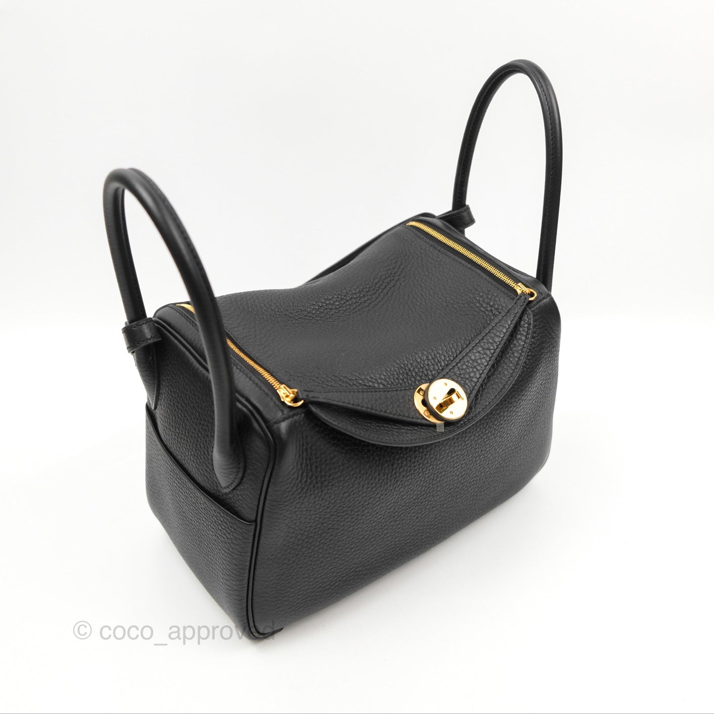 Hermès Lindy 26 Black Clemence Gold Hardware