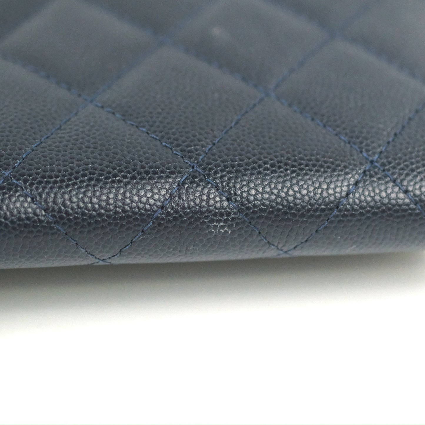 Chanel CC Filigree Small Flap Wallet Navy Caviar Gold Hardware