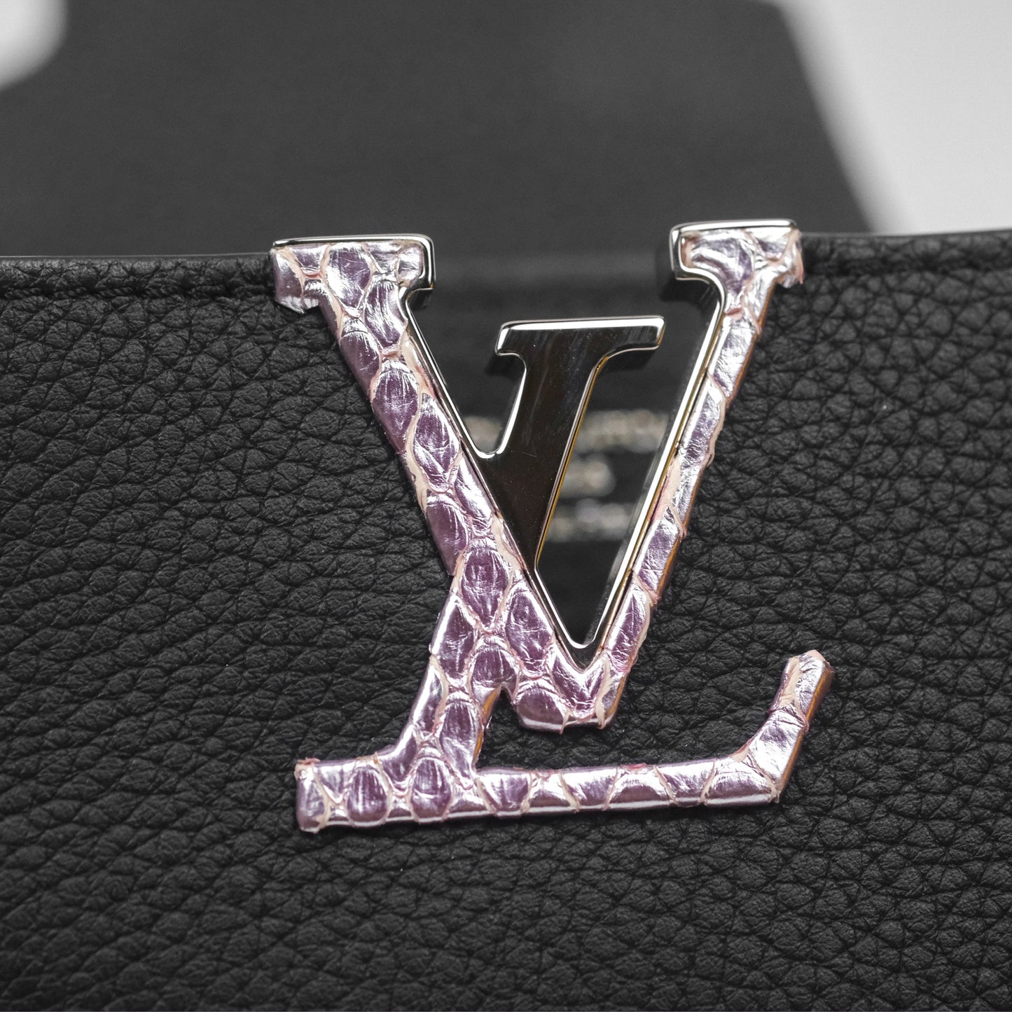 Louis Vuitton Capucines Mini Black in Taurillon Leather and Shiny Python leather