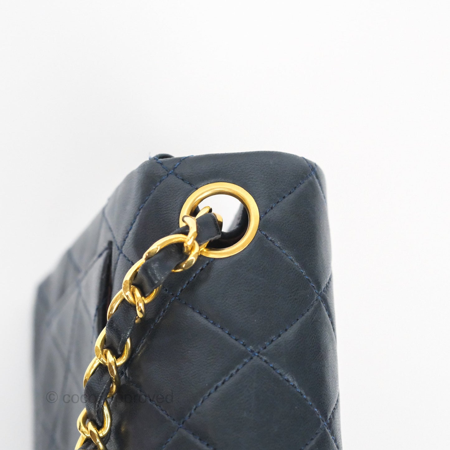 Chanel Vintage Mini Square Navy Lambskin 24K Gold Hardware