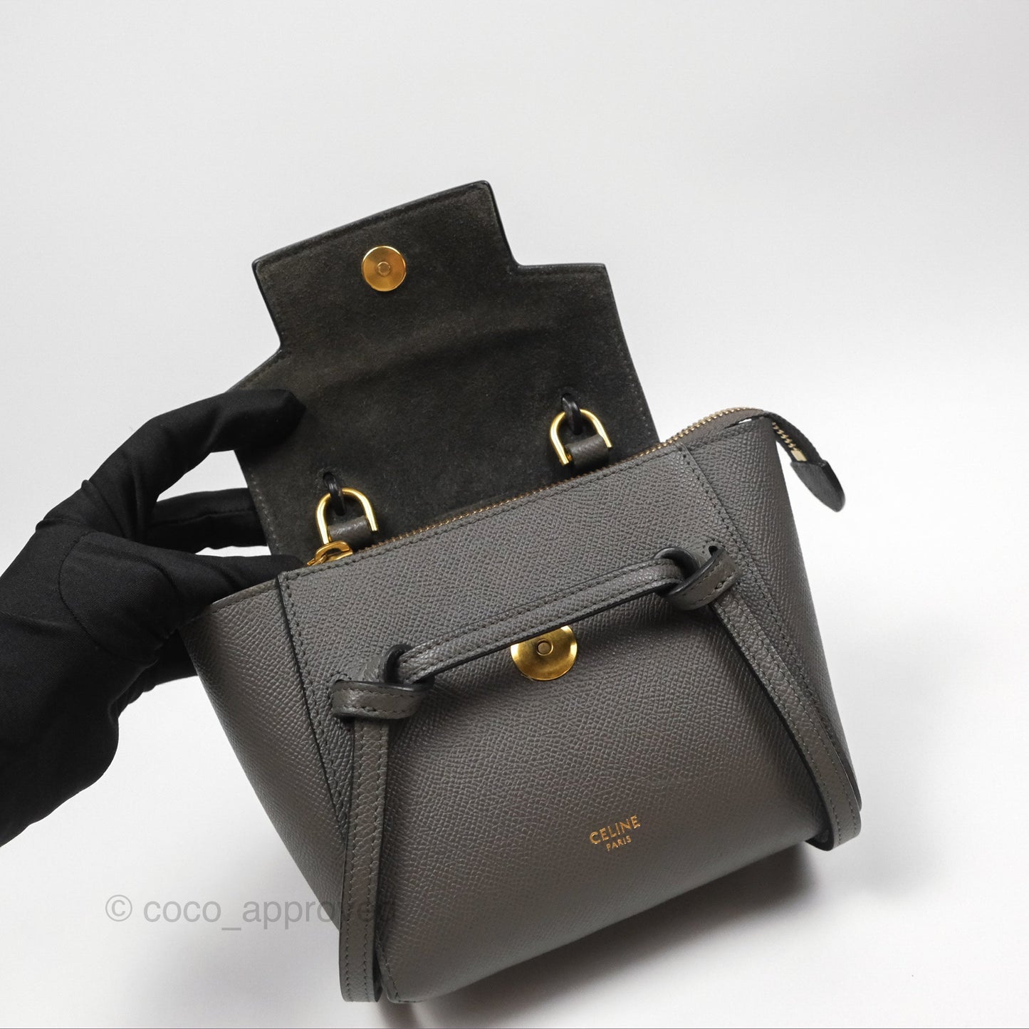 Celine Pico Belt Bag Grey Grained Calfskin Gold Hardware