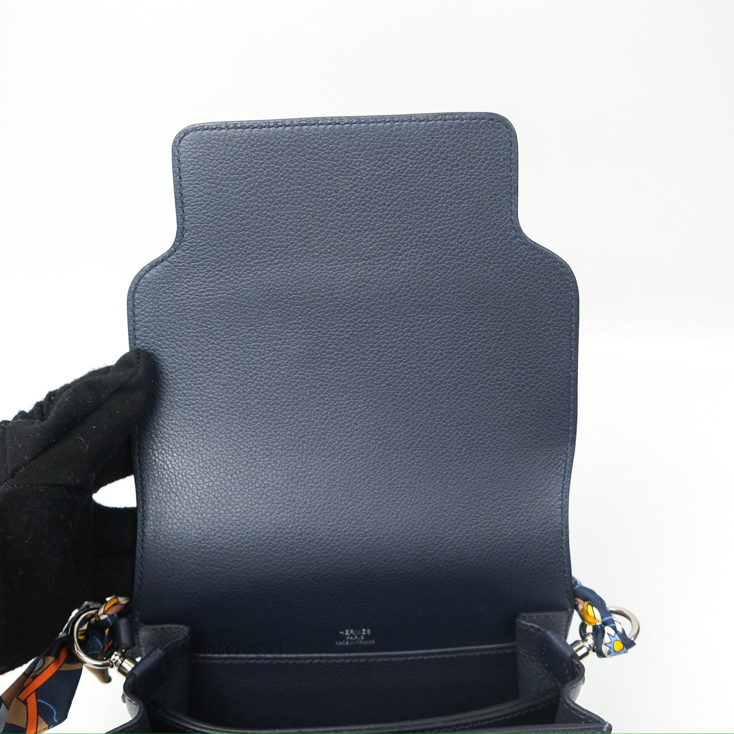 Hermès Roulis Mini 18 Blue Nuit Evercolor Palladium Hardware